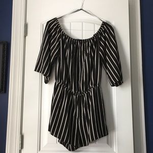 Stripe Black & White Short Romper